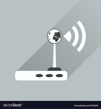 Flat icon with long shadow Wi fi modem vector image