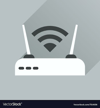 Flat icon with long shadow Wi fi modem vector image