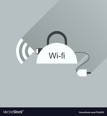 Flat icon with long shadow Wi fi modem vector image