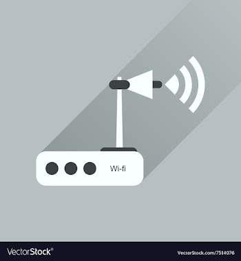 Flat icon with long shadow Wi fi modem vector image