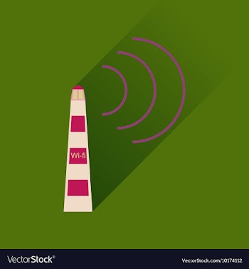 Flat icon with long shadow Wi fi tower vector image