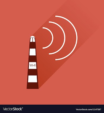 Flat icon with long shadow Wi fi tower vector image