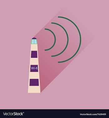 Flat icon with long shadow Wi fi tower vector image