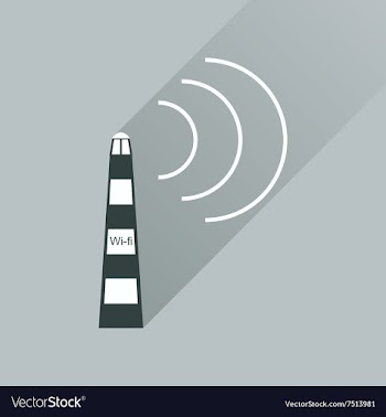 Flat icon with long shadow Wi fi tower vector image