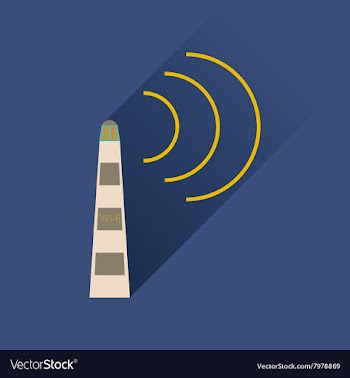 Flat icon with long shadow Wi fi tower vector image