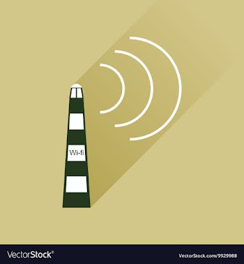 Flat icon with long shadow Wi fi tower vector image