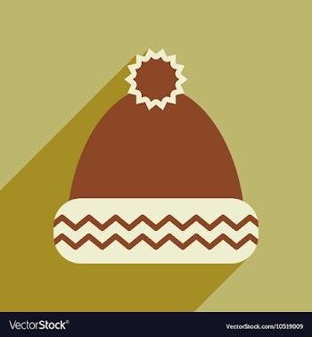Flat icon with long shadow winter hat vector image