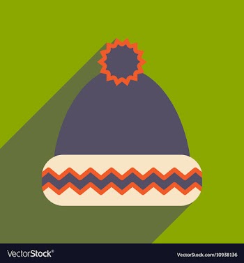 Flat icon with long shadow winter hat vector image