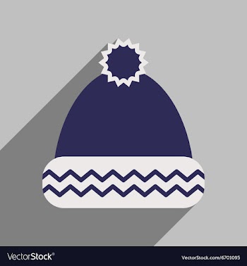 Flat icon with long shadow winter hat vector image