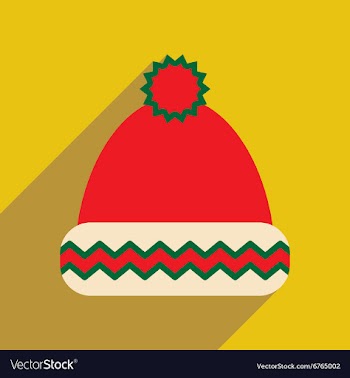 Flat icon with long shadow winter hat vector image