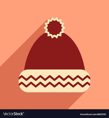 Flat icon with long shadow winter hat vector image