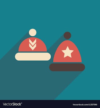 Flat icon with long shadow winter hats vector image