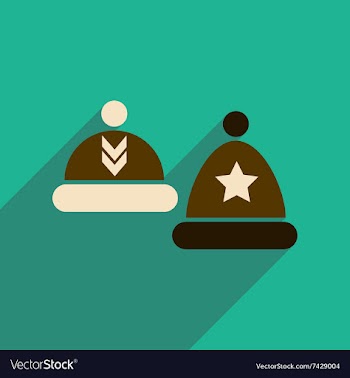 Flat icon with long shadow winter hats vector image