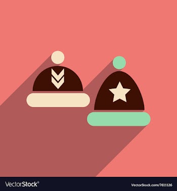 Flat icon with long shadow winter hats vector image