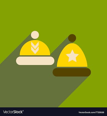 Flat icon with long shadow winter hats vector image