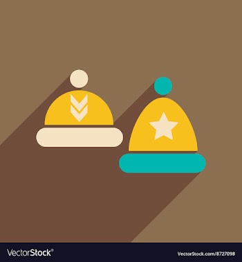 Flat icon with long shadow winter hats vector image