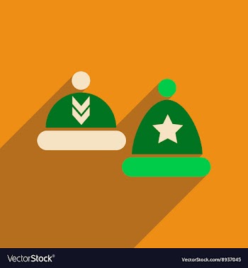 Flat icon with long shadow winter hats vector image