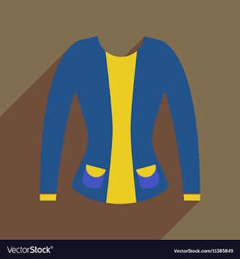 Flat icon with long shadow women cardigan vector image