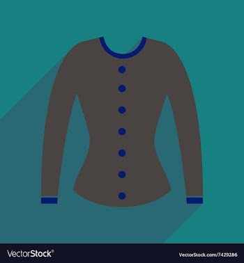 Flat icon with long shadow women cardigan vector image