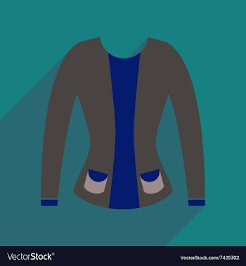 Flat icon with long shadow women cardigan vector image