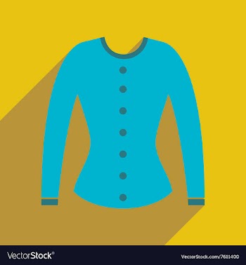 Flat icon with long shadow women cardigan vector image