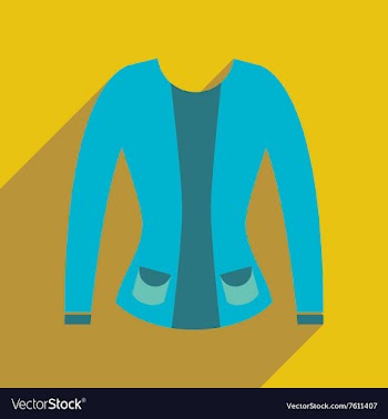 Flat icon with long shadow women cardigan vector image