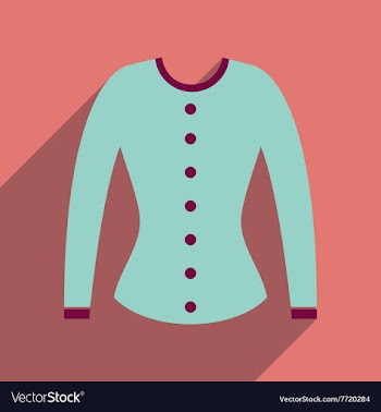 Flat icon with long shadow women cardigan vector image