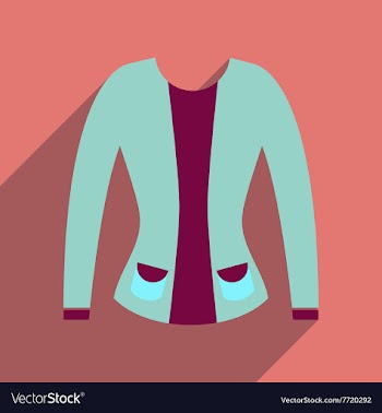 Flat icon with long shadow women cardigan vector image