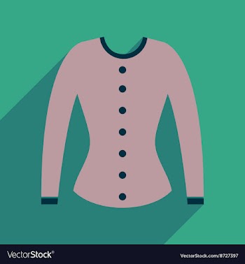 Flat icon with long shadow women cardigan vector image