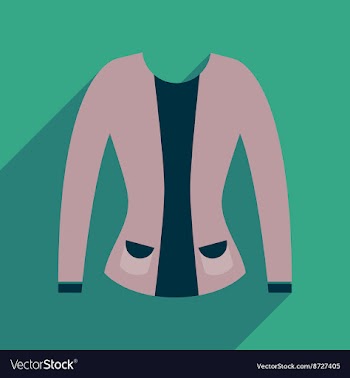Flat icon with long shadow women cardigan vector image