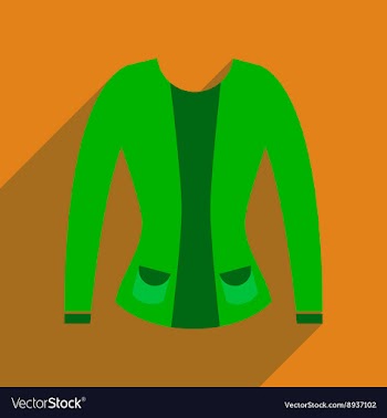 Flat icon with long shadow women cardigan vector image