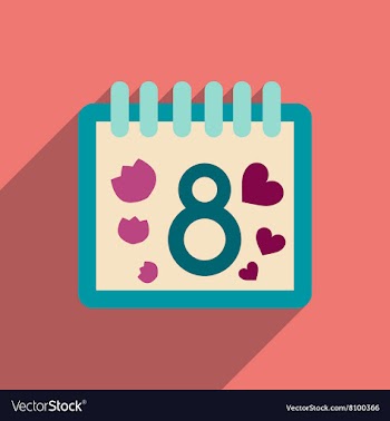Flat icon with long shadow Women Day Calendar vector image