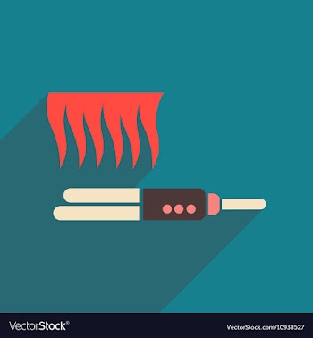 Flat icon with long shadow women hair straightener vector image