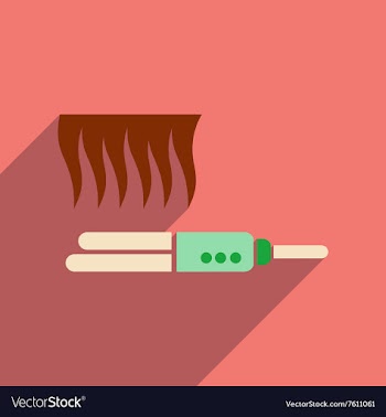 Flat icon with long shadow women hair straightener vector image