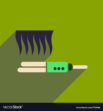 Flat icon with long shadow women hair straightener vector image