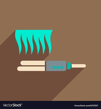 Flat icon with long shadow women hair straightener vector image