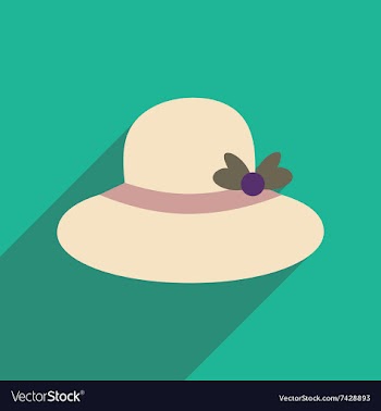 Flat icon with long shadow women hat vector image