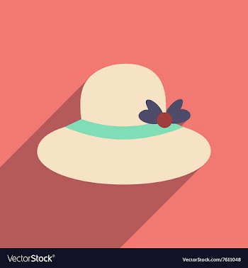 Flat icon with long shadow women hat vector image