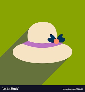 Flat icon with long shadow women hat vector image