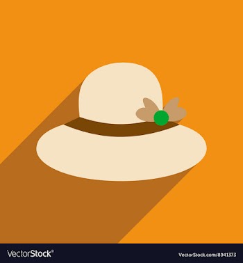 Flat icon with long shadow women hat vector image