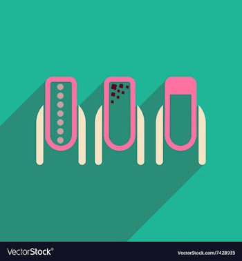 Flat icon with long shadow women manicure vector image