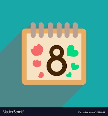 Flat icon with long shadow Womens Day Calendar vector image