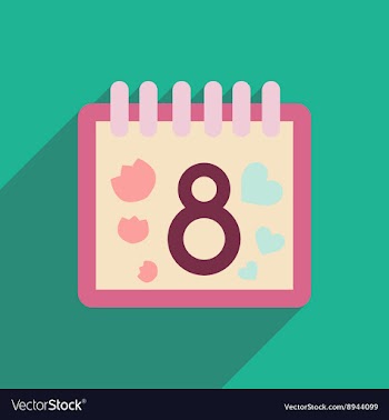 Flat icon with long shadow Womens Day Calendar vector image