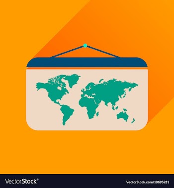 Flat icon with long shadow World map vector image