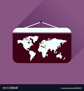 Flat icon with long shadow World map vector image