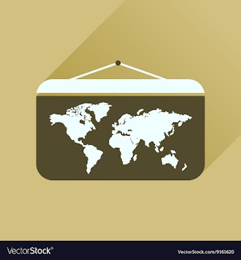 Flat icon with long shadow World map vector image
