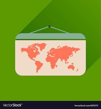 Flat icon with long shadow World map vector image