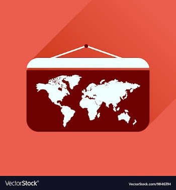 Flat icon with long shadow World map vector image