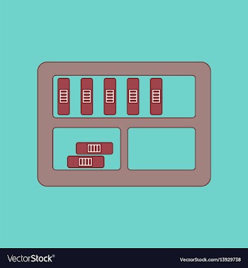 Flat icon with thin lines folder shelf vector image