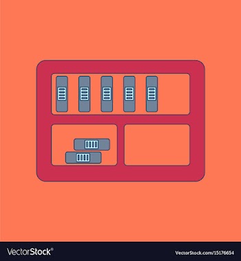 Flat icon with thin lines folder shelf vector image